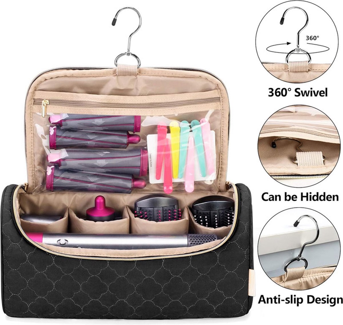 Travel Case Suitable for Dyson Hair Dryer - Hair Styler Storage Pouch - Straightener Attachment Travel Bag - With Compartments for Dyson Accessories - Hair — image 5