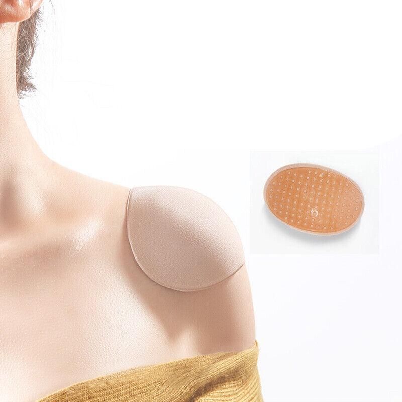 2Pcs Soft Anti-Slip Invisible Shoulder Pads Naturally Increased Silicone /Sponge - Beige (Sponge) โ image 3
