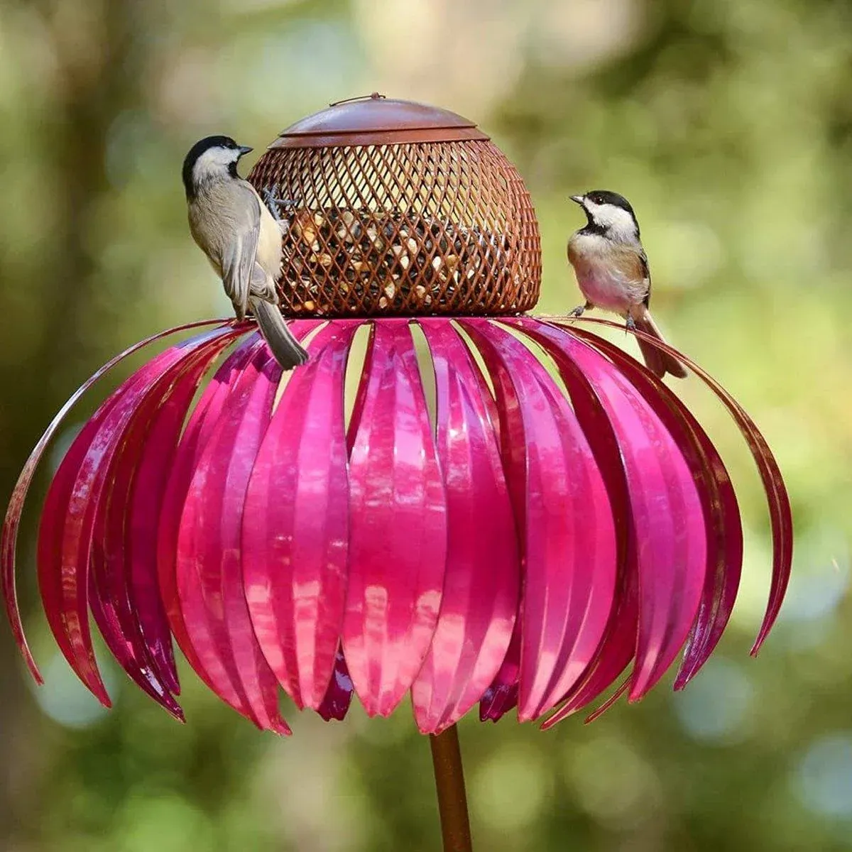 Decorative Metal Flower Garden Bird Feeder Outdoor Hanging Birdseed Feeder — image 4