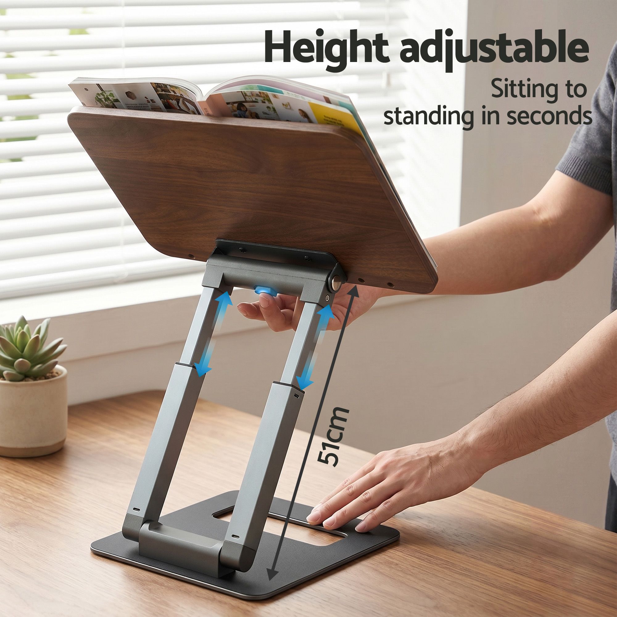 Artiss Book Stand Telescopic Book Holder with Page Clip Ergonomic Desktop Stands OAK โ image 4