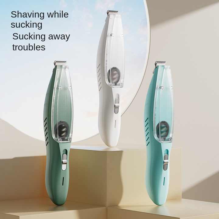 Blue Rechargeable Pet Grooming Clipper with Built-in Vacuum - Low Noise Hair Trimmer for Dogs & Cats โ image 2