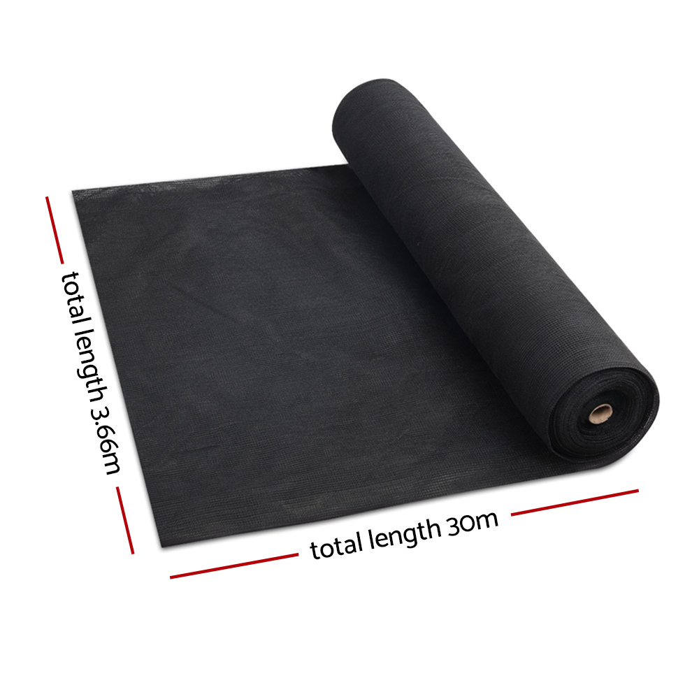 Instahut 30% Shade Cloth 3.66x30m Shadecloth Wide Heavy Duty Black — image 2