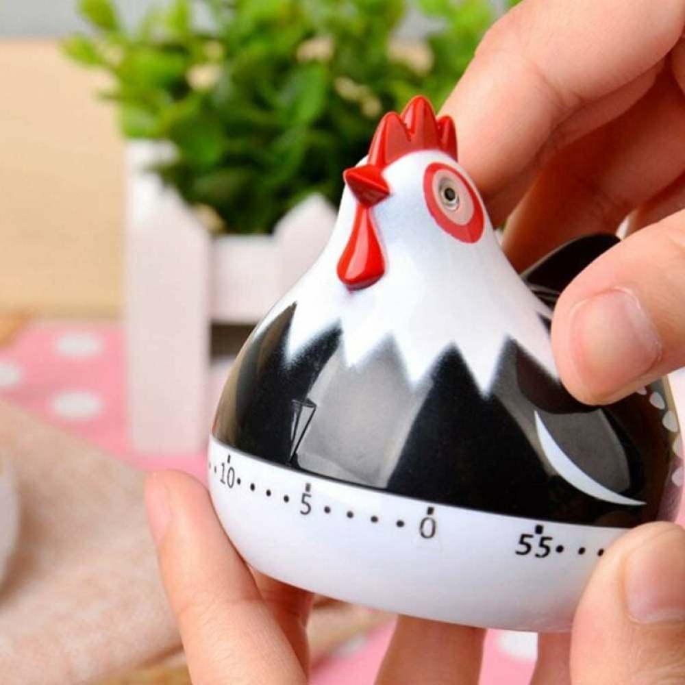Manual Timer Chicken Design, Loud Kitchen Clock for Cooking Baking Dishwashing Durable ABS Material No Batteries Required (Black) โ image 4