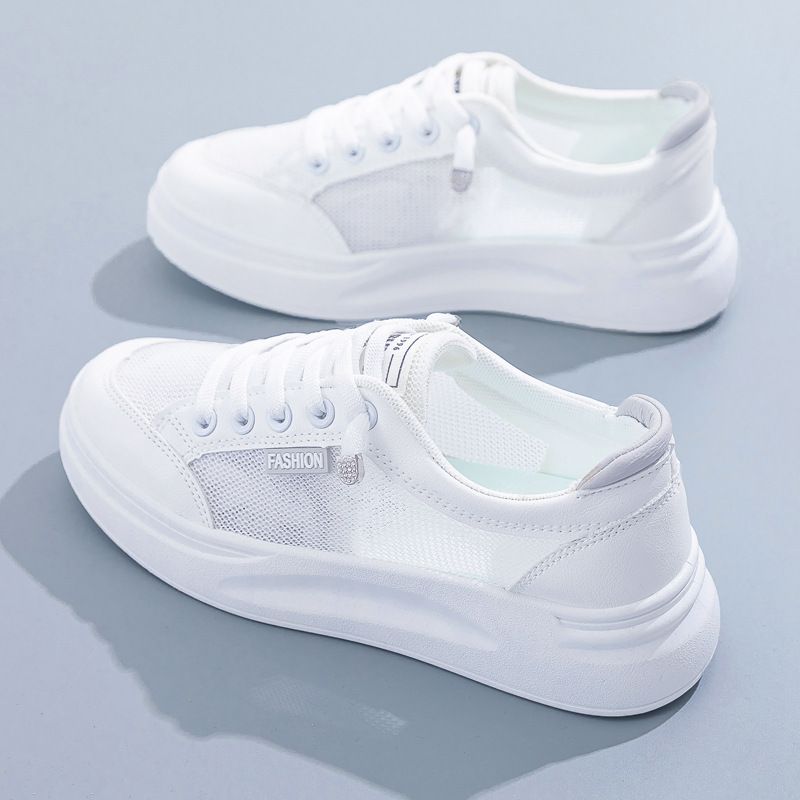 Women Mesh Sneakers Breathable Casual Flat white ash 38 โ image 3