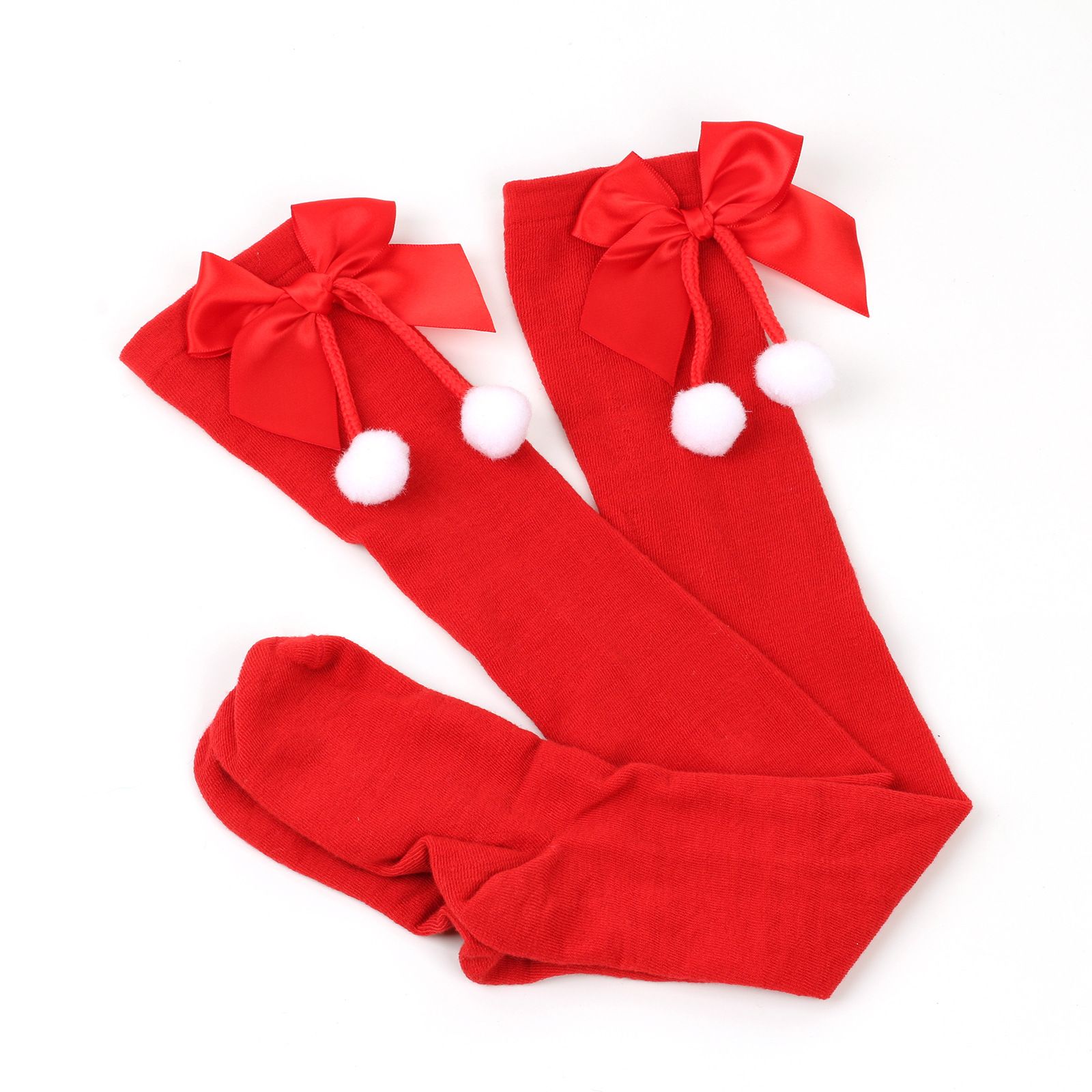 Christmas Over-the-Knee Socks, Handmade Polyester-Cotton Bows, Sweet & Warm Holiday Outfit. 4-Pack A01 Combo Set โ image 6