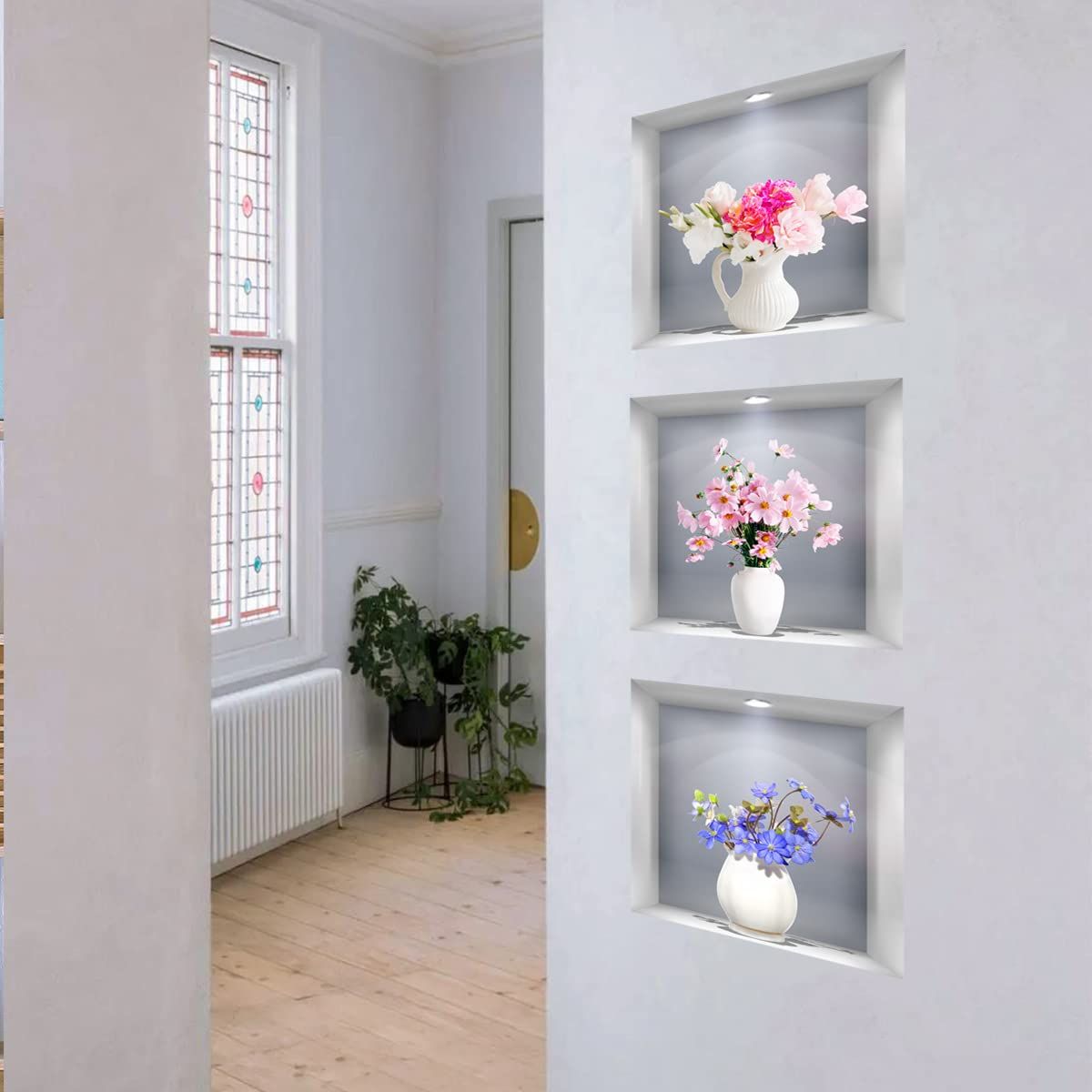 3D Vase Wall Stickers White Vases Daisy Flower Wall Decal DIY Rose Floral Wall Decor Removable Waterproof Wall Art (Vase Daisy) — image 5