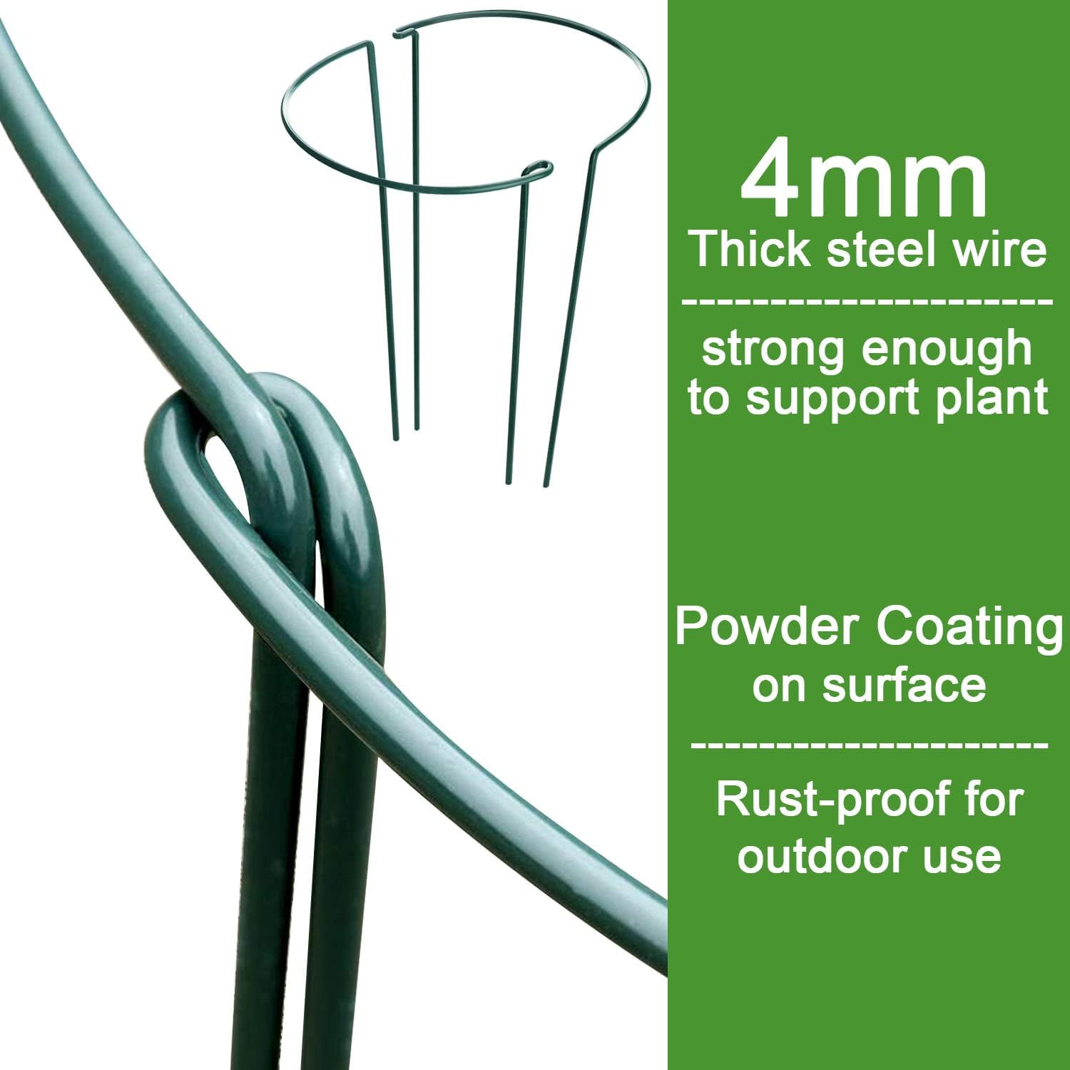 Plant Support Poles, 6-Pack Metal Peony Cages and Supports, Plant Support Cage for Garden Poles, Large Plant Support Ring for Outdoor and Indoor Use, Snake โ image 3