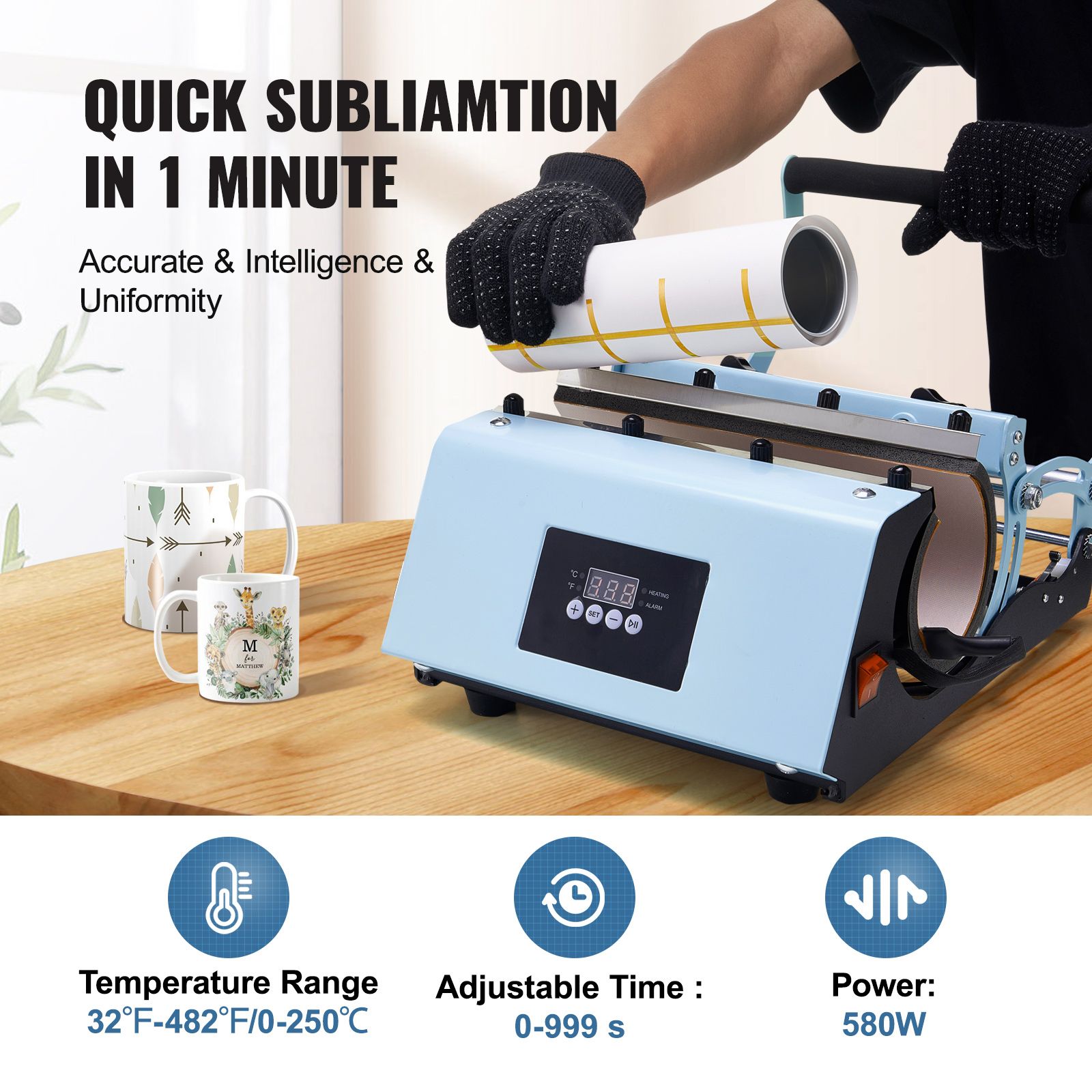 Tumbler Heat Press Machine 11-30oz Mug Press Sublimation Tumblers Blue โ image 4