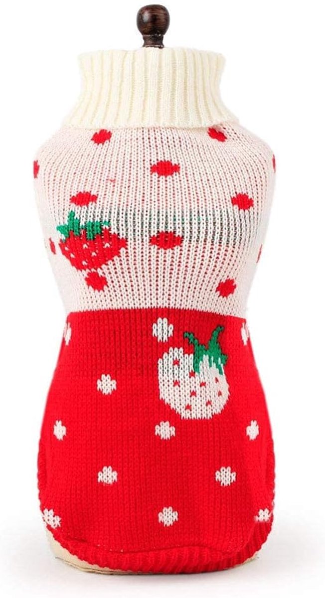 Dog Coat - Dog Sweater - Classic Turtleneck Knit Dog Sweater - Warm Winter Dog Clothes - Cute Strawberry Heart Pattern - Perfect for Small and Medium — image 6