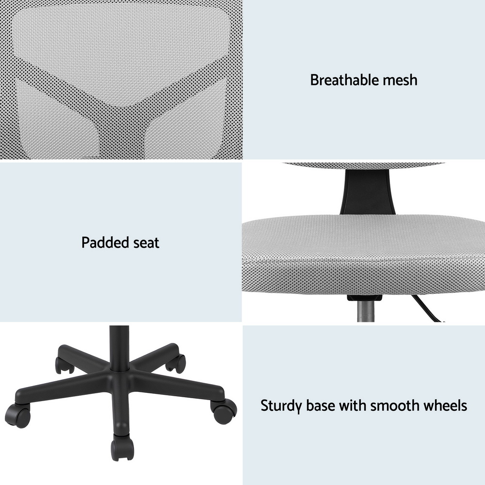 Artiss Armless Office Chair with Wheels, Ergonomic 360° Swivel Home Office Desk Chair, Height Adjustable Computer Task Chair with Fabric Back and Seat for — image 6
