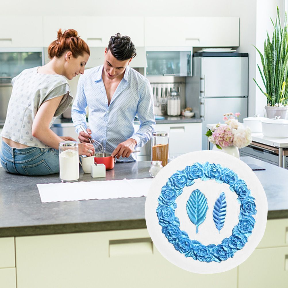Rose Wreath with Leaves Fondant Mold DIY Silicone Molds for Wedding Valentine Party Baking Decoration — image 5