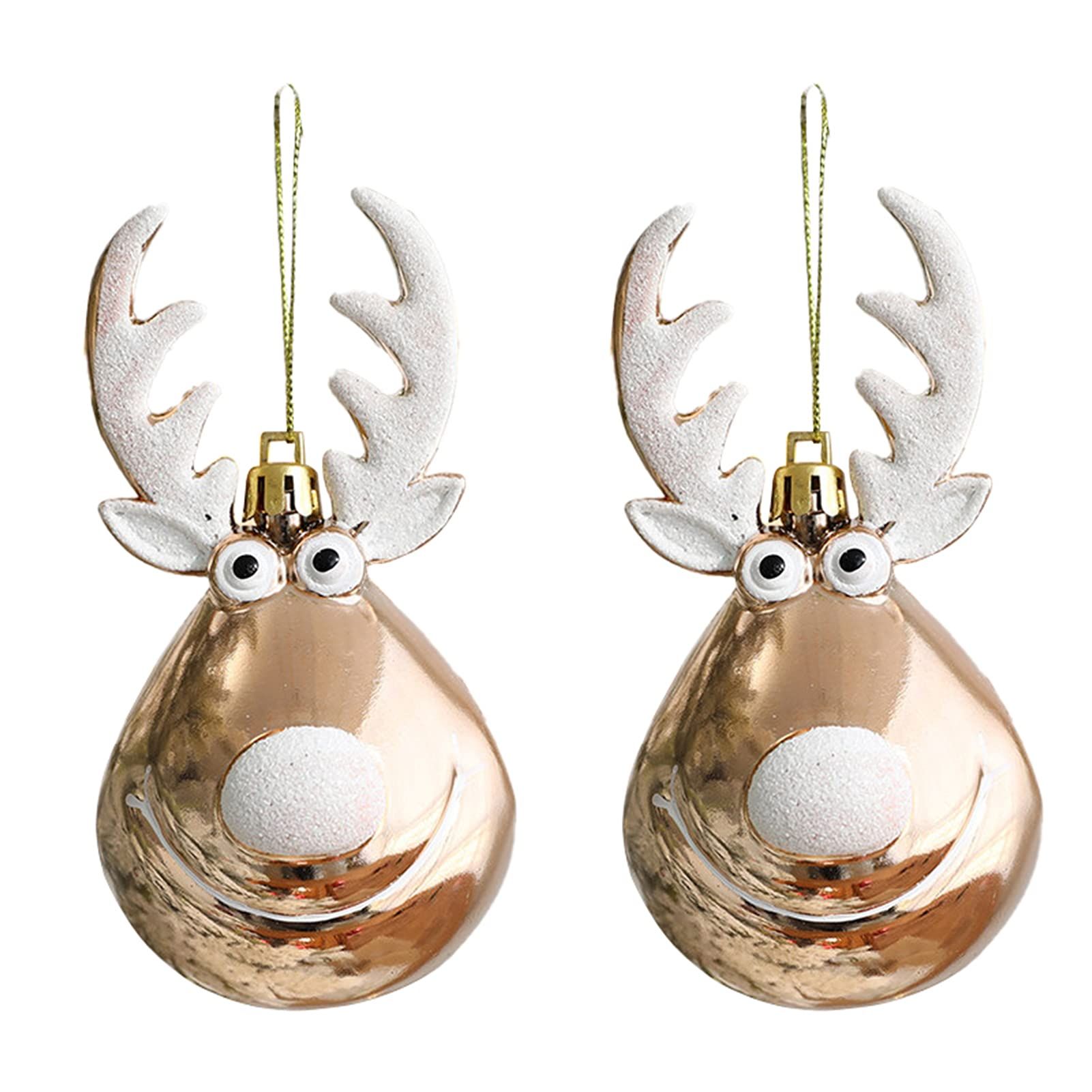 2pc Reindeer Ornament, For Hanging on a Tree or Crystal with Copper Accent and Print Face, Part of the Joyful Ornaments Collection