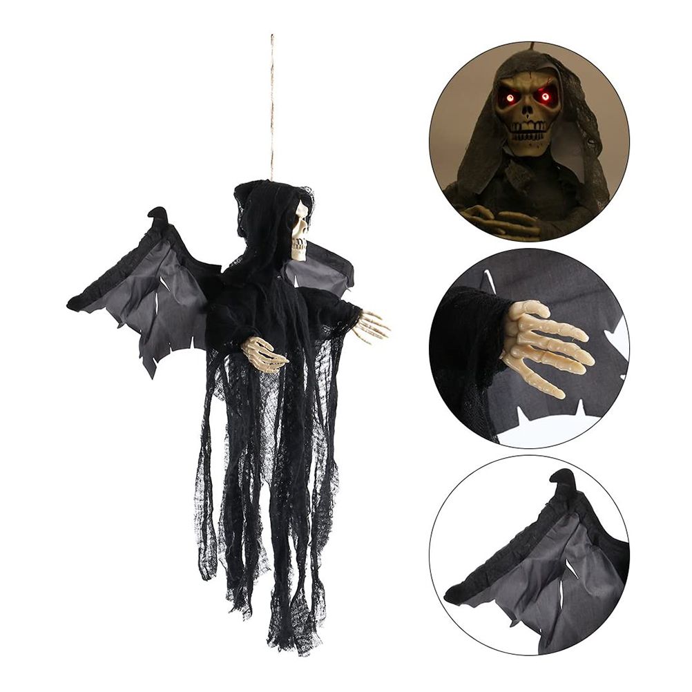 Hanging Bat Ghost Mixed Voice Control Lightening Eyes Screaming Moving Trick or Treat Party Hanging Decoration Best Halloween Decoration Prop — image 4