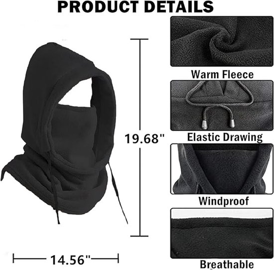 Windproof Hat – Warm Fleece Ski Mask & Winter Mask – Face & Neck Protector for Cold Weather – Suitable for Motorcycling, Cycling & Outdoors — image 5