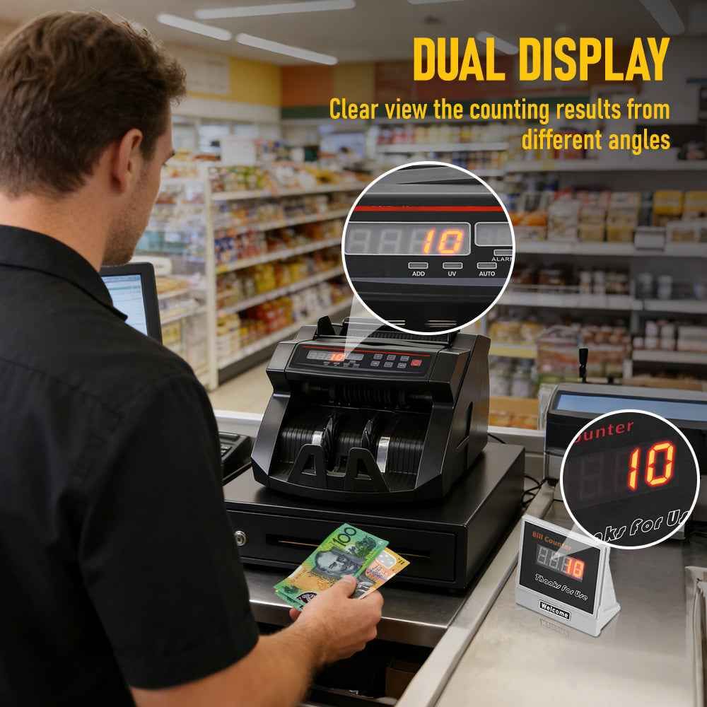 Automatic AUD Money Counter Machine With UV/MG/IR Detection, High-Speed Banknote Counter & Digital Display(29.2x24.6x17.8cm) — image 2