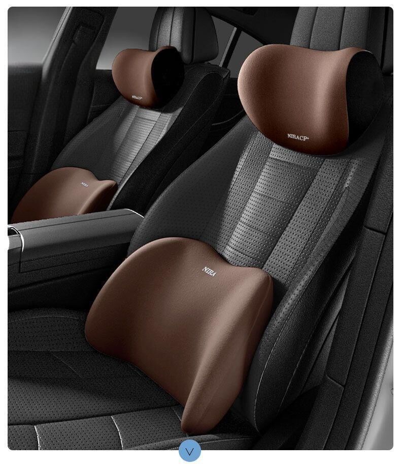 Christmas gift Car Headrest & Lumbar Support Set, Ergonomic Plush Cushion for Driver & Passenger, Comfort & Spine Protection for Long Drives(brown) — image 2