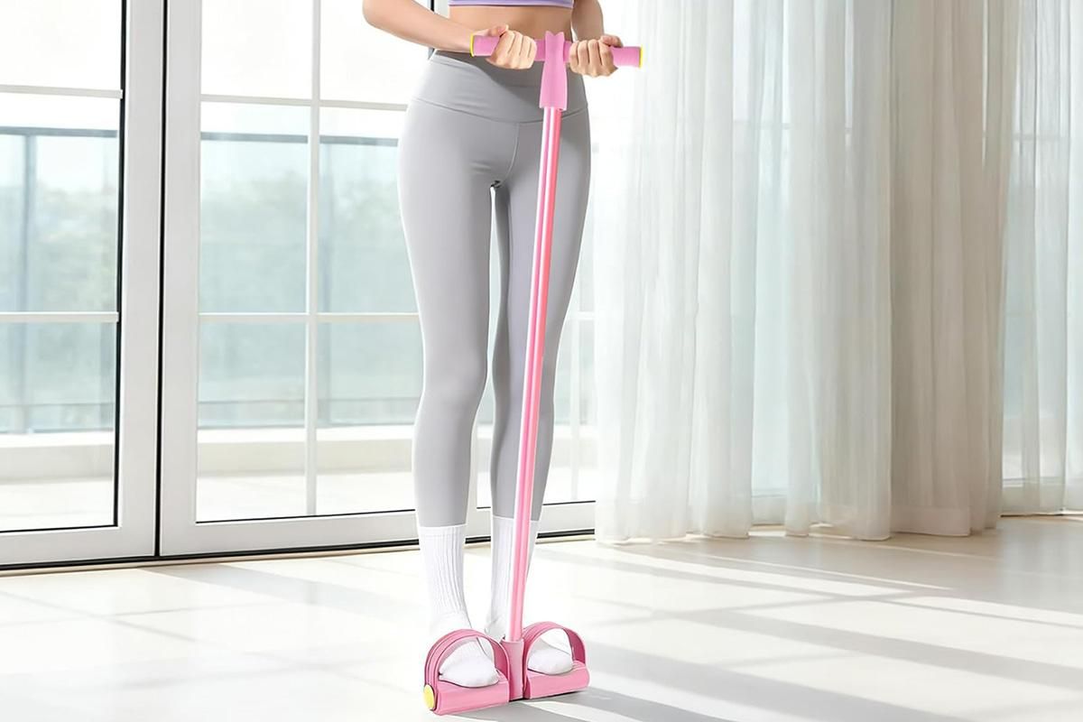 6 Tube Resistance Band Ankle Puller Foot Pedal Fitness Exercise Rope - Pink โ image 5