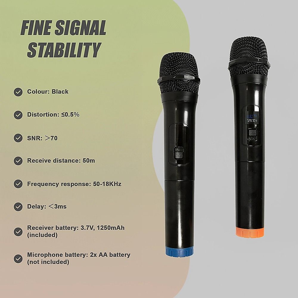 2 x Wireless Microphone Handheld Cordless Professional Mic Karaoke Receiver — image 5