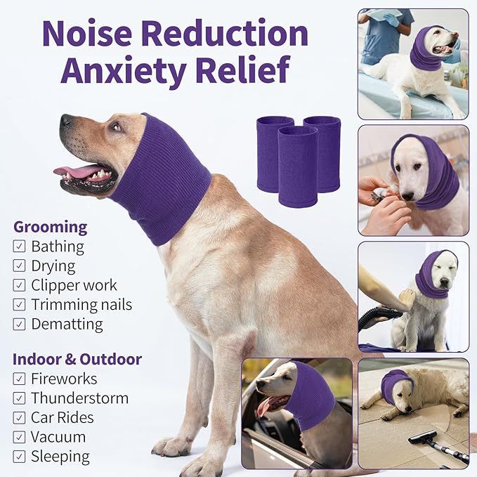 3-Pack Blue Instant Calming Dog Warm Hoods and Ear Covers (M Size) - Anxiety Relief Noise Reduction & Grooming Support, Breathable Full-Head Protection — image 4