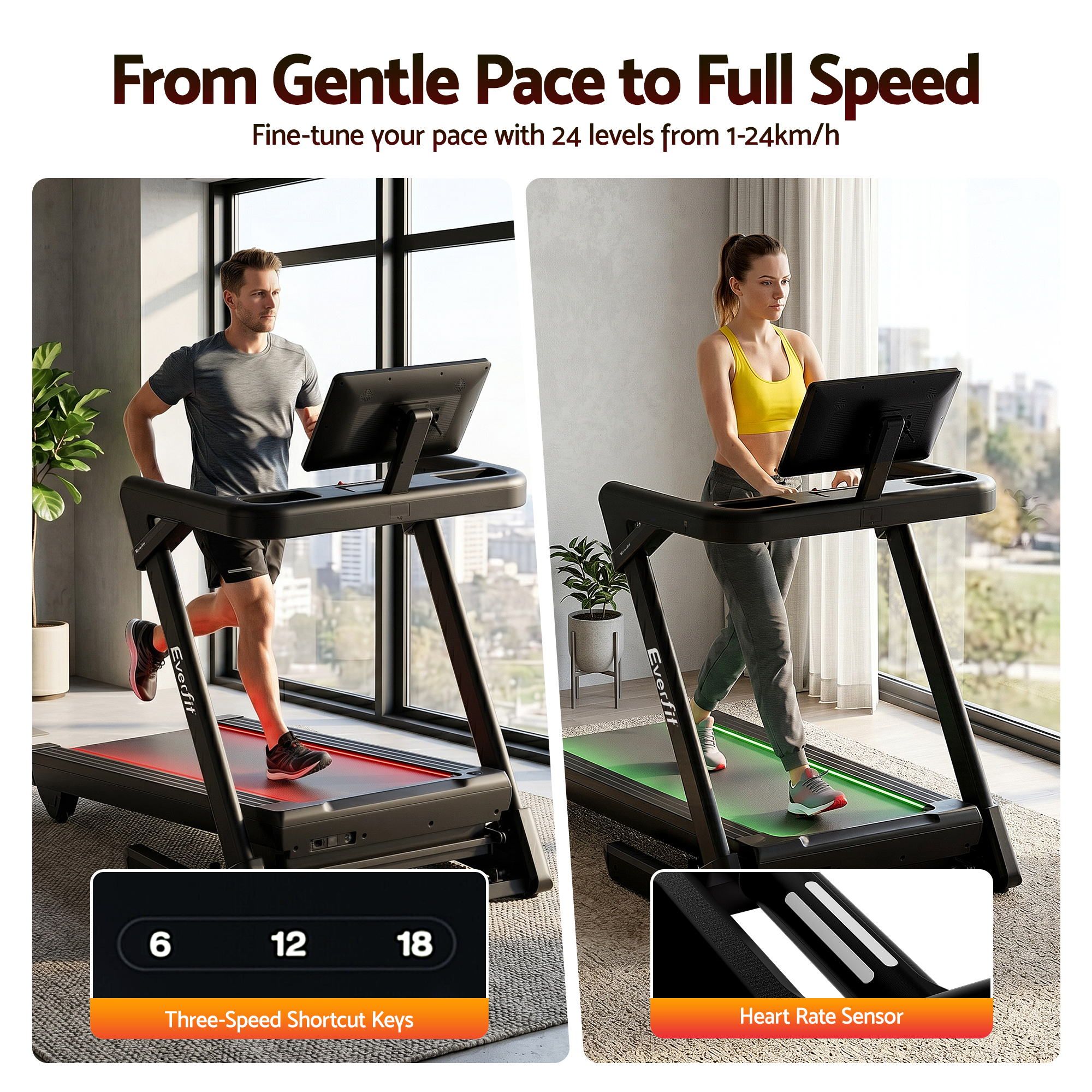 Everfit 500mm Wide Belt Treadmill 30% Auto Incline Foldable Treadmills for Home with LED Lights — image 4