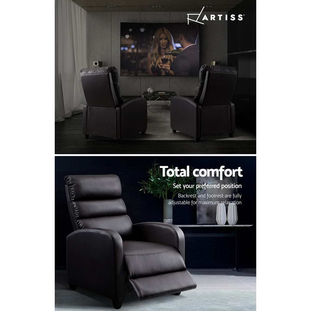 Artiss Recliner Armchair Brown Faux Leather Bolivia โ image 5