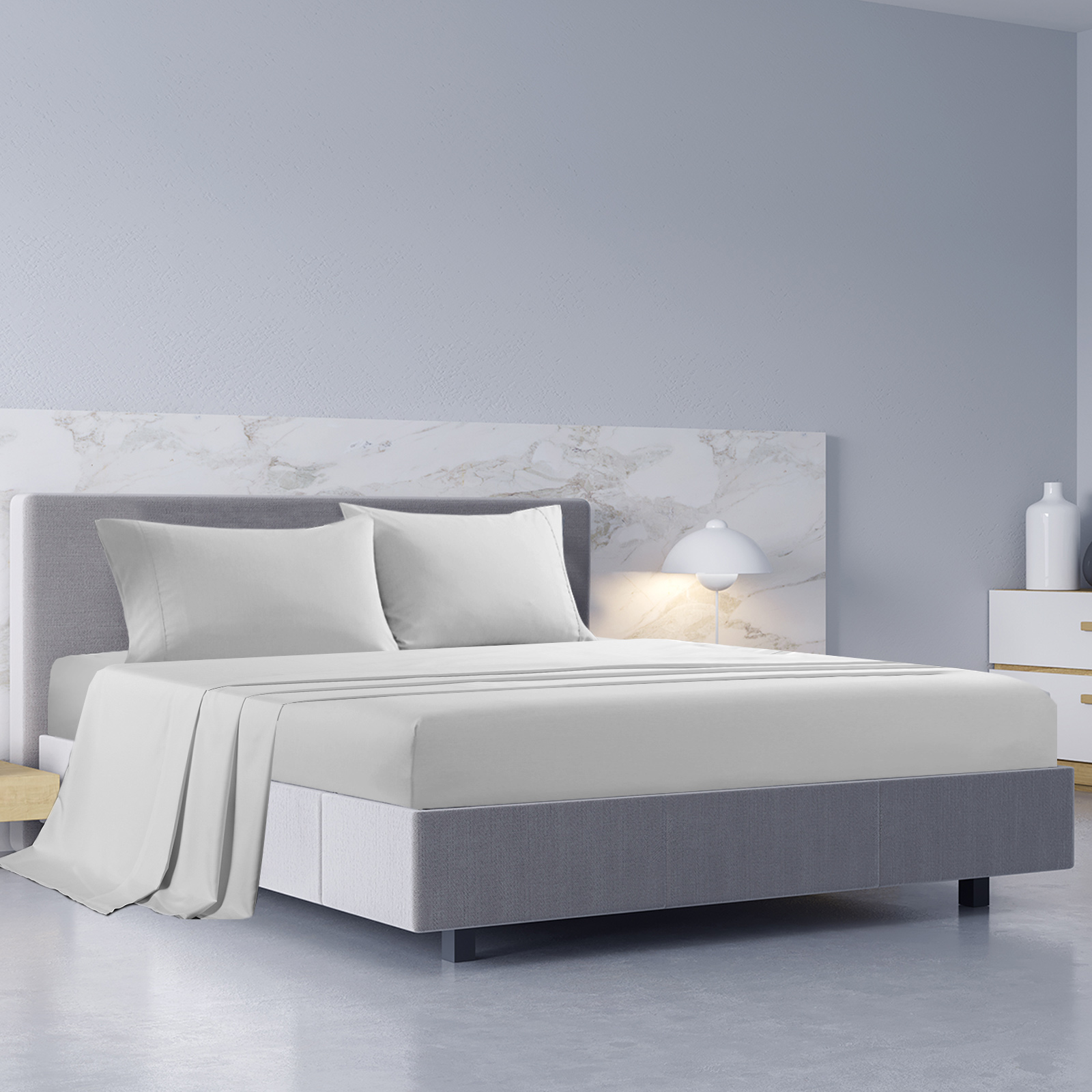 Royal Comfort 1000TC Hotel Grade Bamboo Cotton Sheets Pillowcases Set Ultrasoft - Queen - Cool Grey — image 2