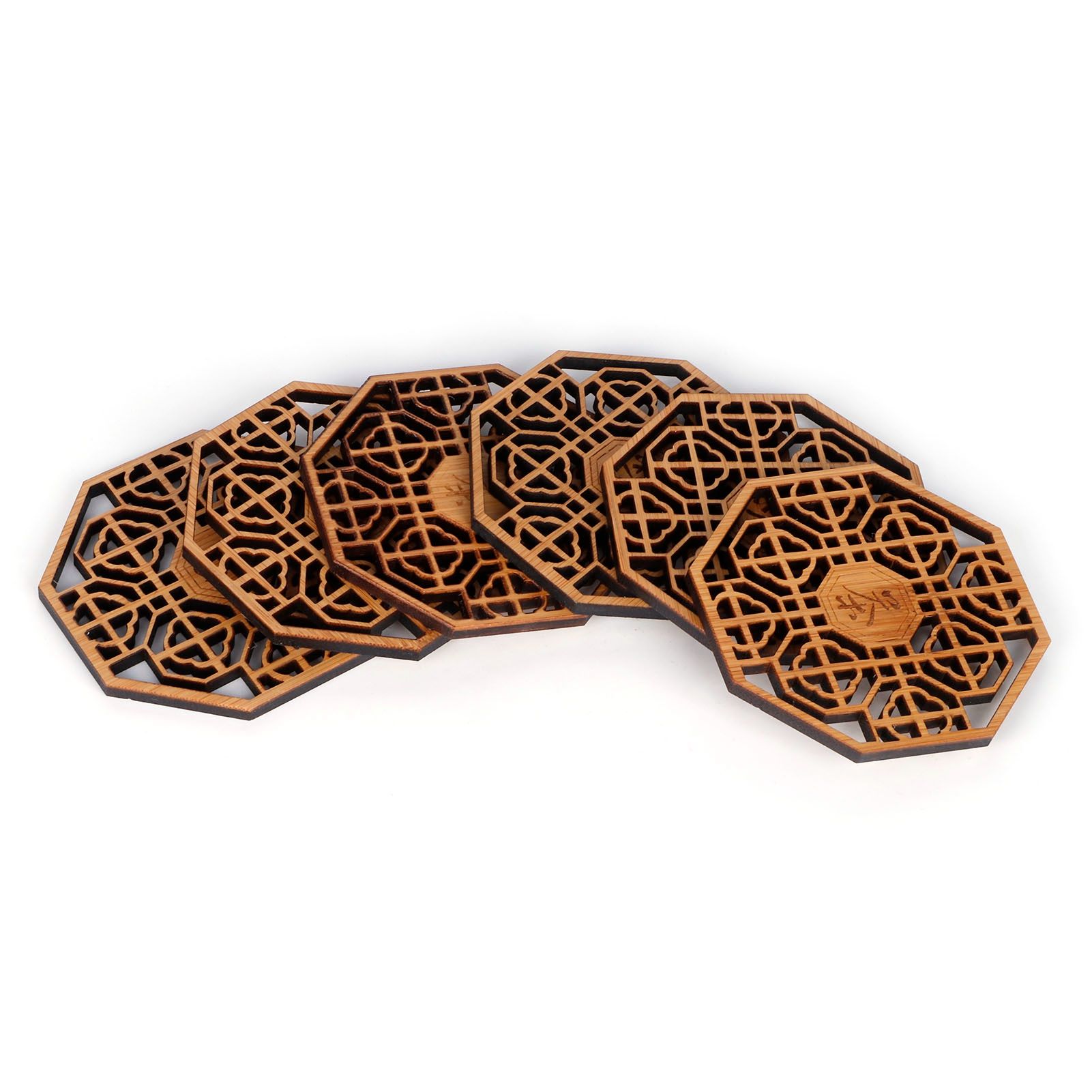 6PCS Bamboo Coaster Teacup Mat AntiScald Heat Insulation Pad Tea Ceremony Supplies(Type 1 ) — image 4