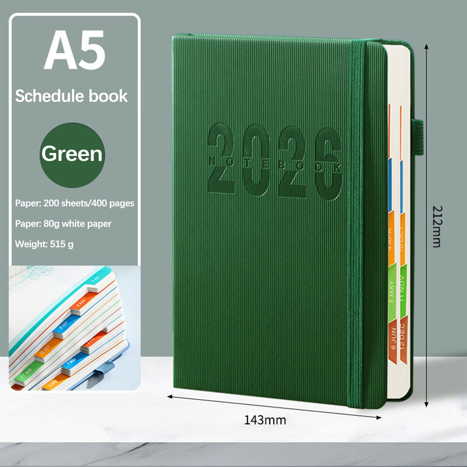 2026 Weekly Planner Notebook, Daily Planner Hardcover Calendar with Tabs and Pen Strap, 200 Pages Journaling Notebooks Daily Time Management Plan for Office