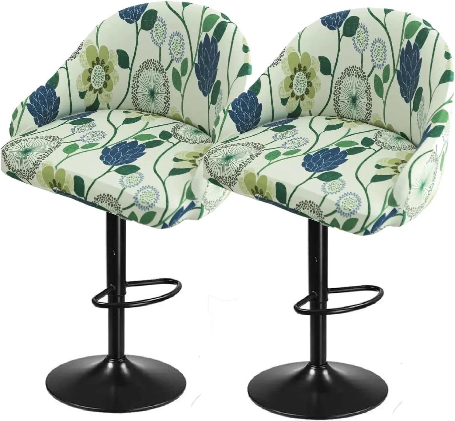 2 Pack Bar Stool Slipcovers Stretch Swivel Chair Covers with Back for Armchair Kitchen Island Floral Mixed color