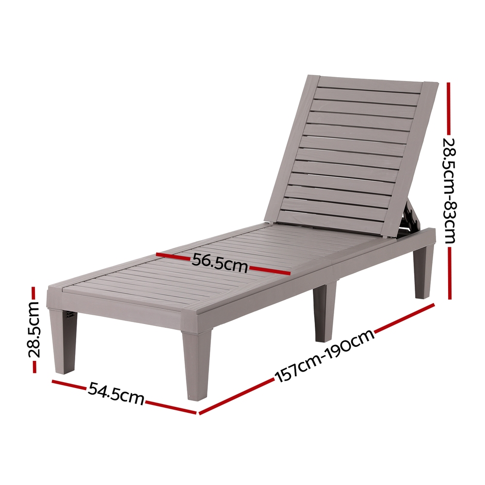 Gardeon Sun Lounge Adjustable Recliner Patio Outdoor Furniture Lightweight Brown โ image 2