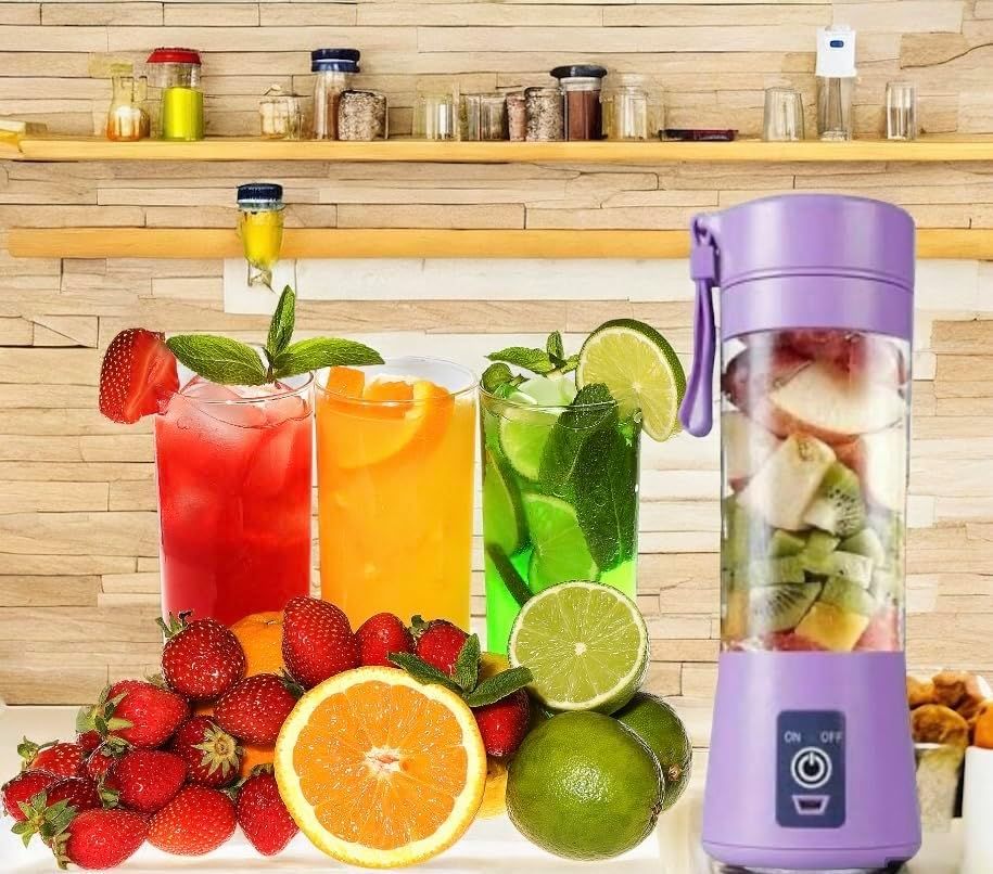 Portable 6 Blades in 3D Juicer Cup,Version Rechargeable Juice Blender Magnetic Secure Switch Electric Fruit Mixer for Superb Mixing 380ml β image 4