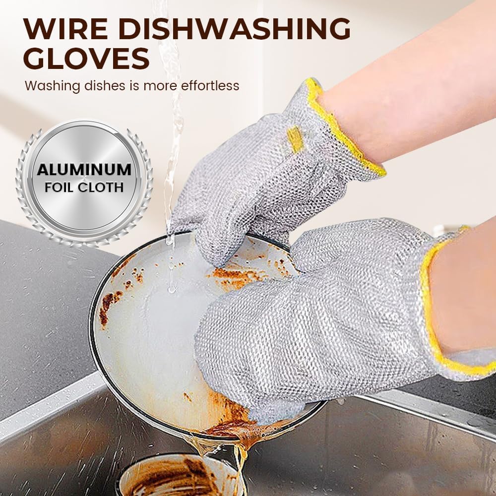 Steel Wire Dishwashing Glove, Glove for Kitchen Cleaning, Reable Scrub Gloves — image 2