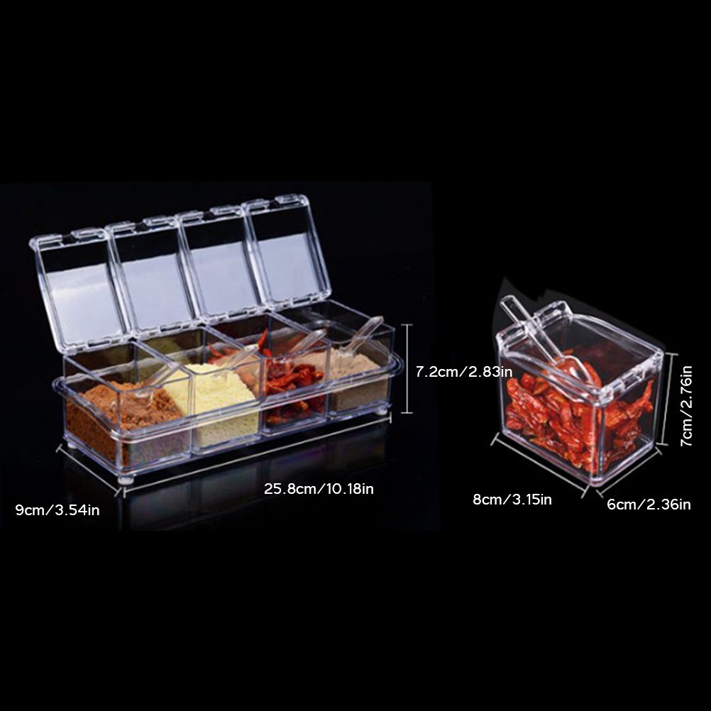 Four in One Waterproof and Moisture Proof Clear Seasoning Storage Container with Spoons โ image 2