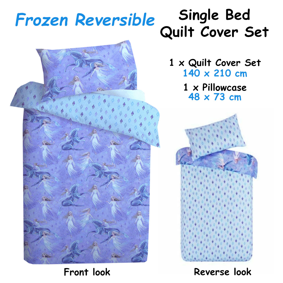 Caprice Disney Frozen Elsa Reversible Licensed Quilt Cover Set Single — image 2