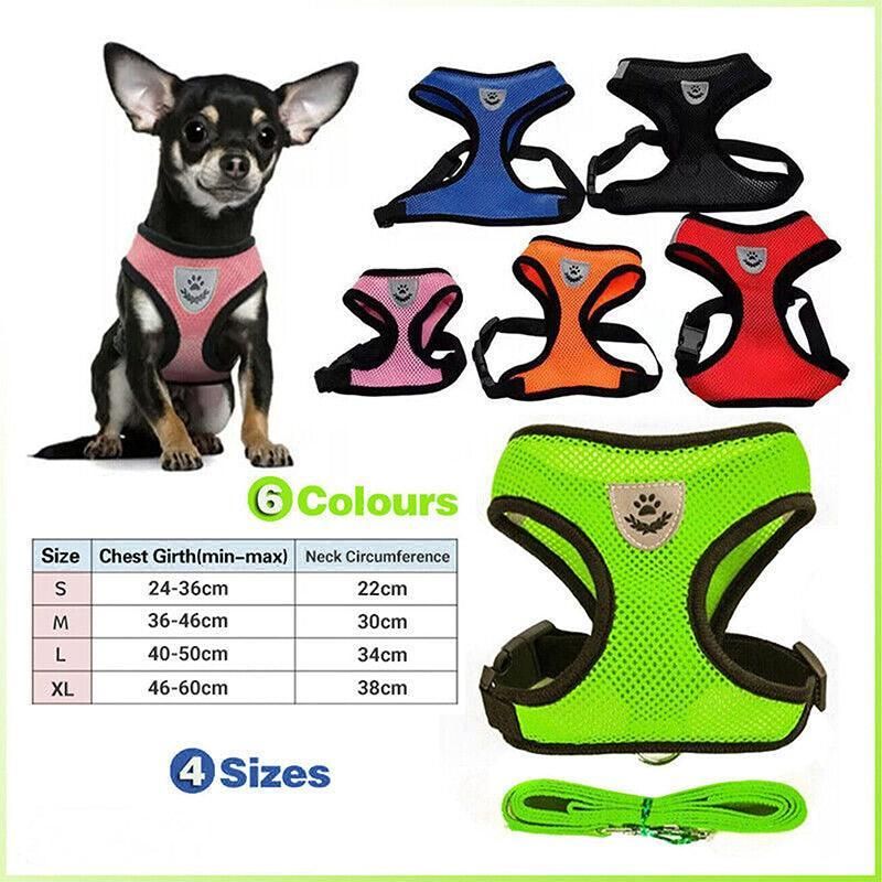 L Size Pet Dog Cat Puppy Soft Leash VEST Mesh Breathe Adjustable Harness Braces Clothes - Black โ image 2
