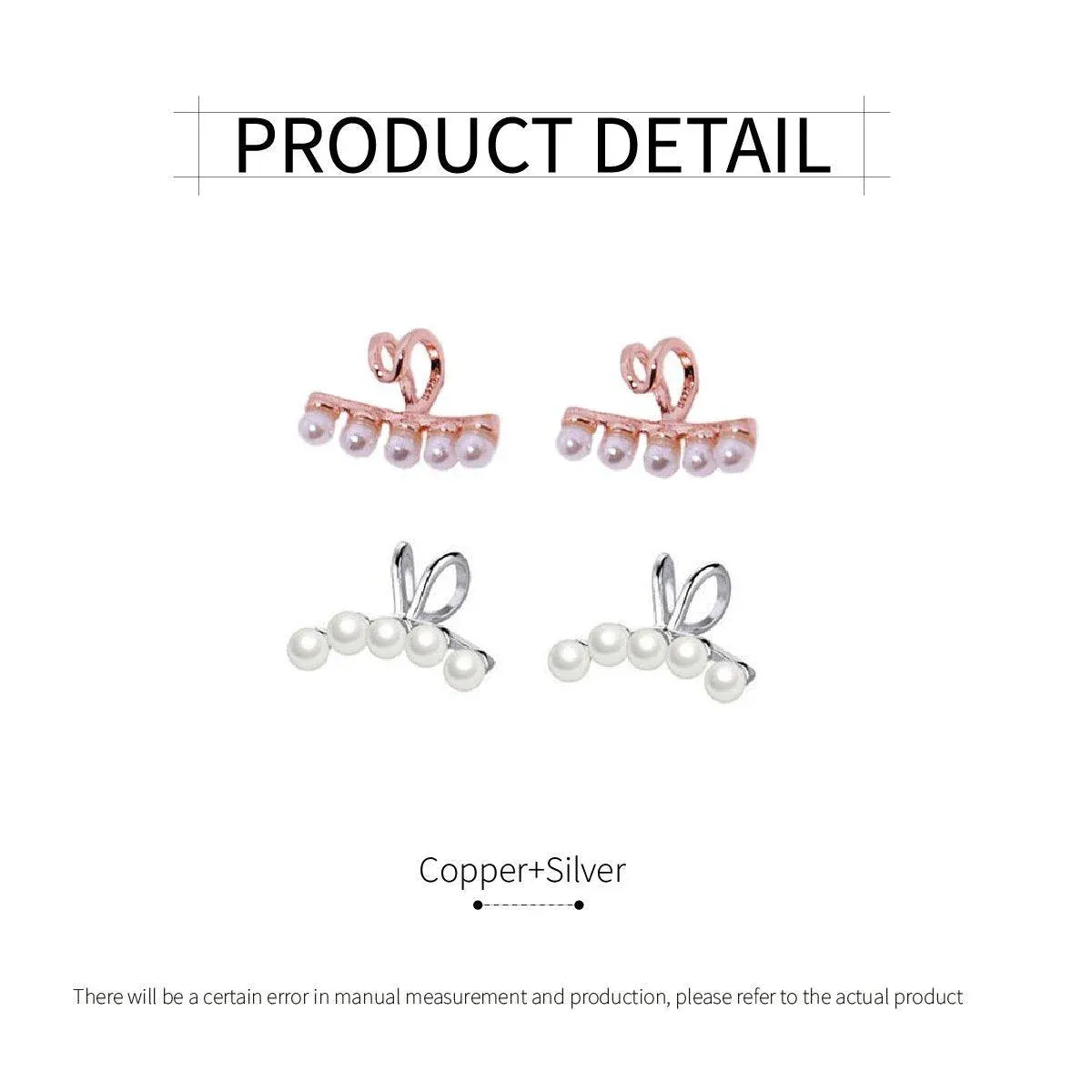 Pearl Ear Bone Clip Earrings No Piercing Needed Elegant Jewelry for Women Girls - Rose Gold — image 4