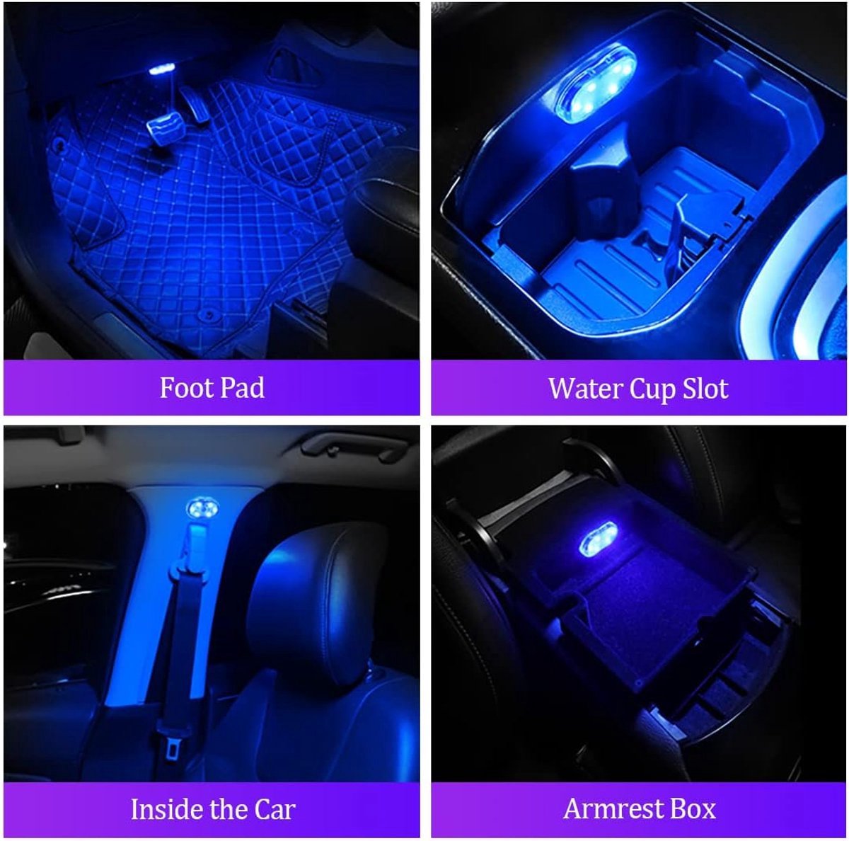 LED Car Lights - 4 Pack - LED Interior Car Lights - 7 Color Ambient Car Lights - USB Rechargeable Car Reading Lights - Portable โ image 4