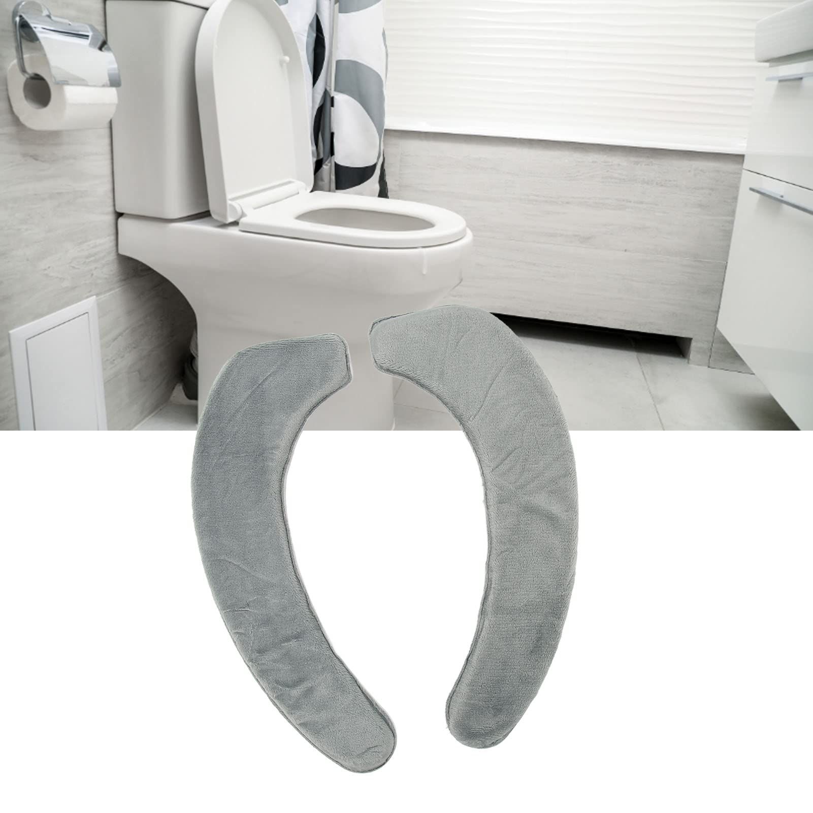 Pair of Toilet Seat Cover Mat Non Slip Toilet Seat Pad Washable Seat Cushion with Self-Adhesive Design for Bathroom — image 3