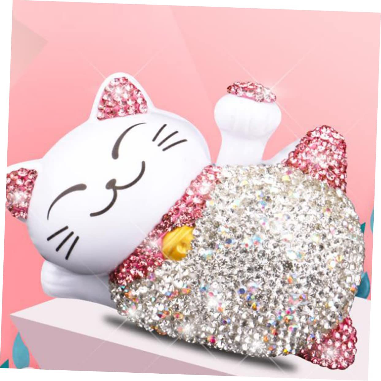 Solar Energy Fortune Cat Car Interior Decoration Car perfume Female Creative Car Supplies Diamond Adornment Cute — image 4