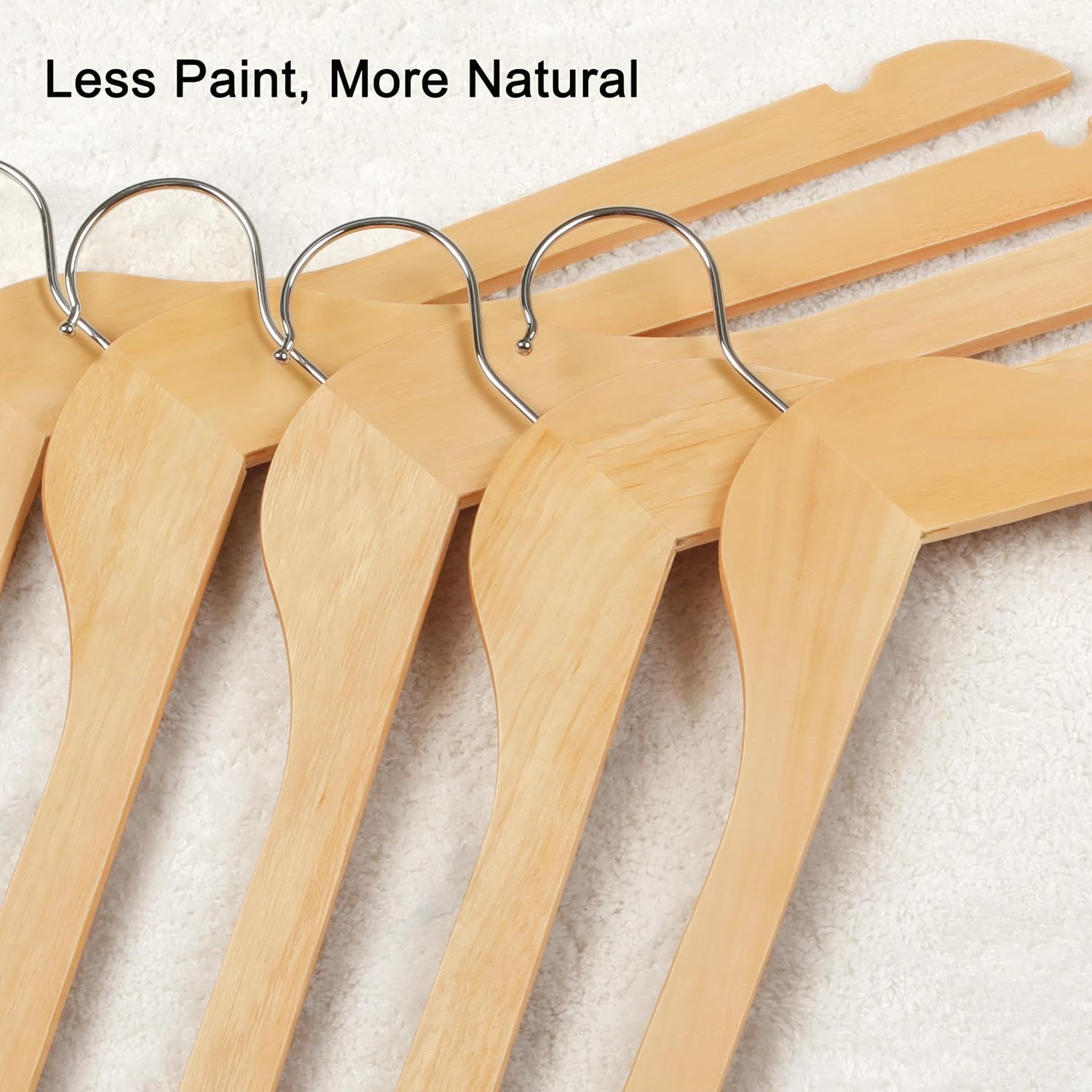 TOPIA HANGER Wooden Hangers 30 Pack, 0.28-inch Slim & Durable Clothes Hangers Space Saving, Natural Wood Hanger with 360°Swivel Hook and Non-Slip Shoulder — image 4