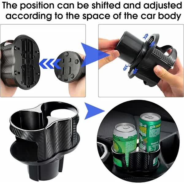 Two-in-one - Multifunctional - Car Cup Holder - Extension Adapter - Rotatable and Adjustable Double Bottle Holder โ image 4