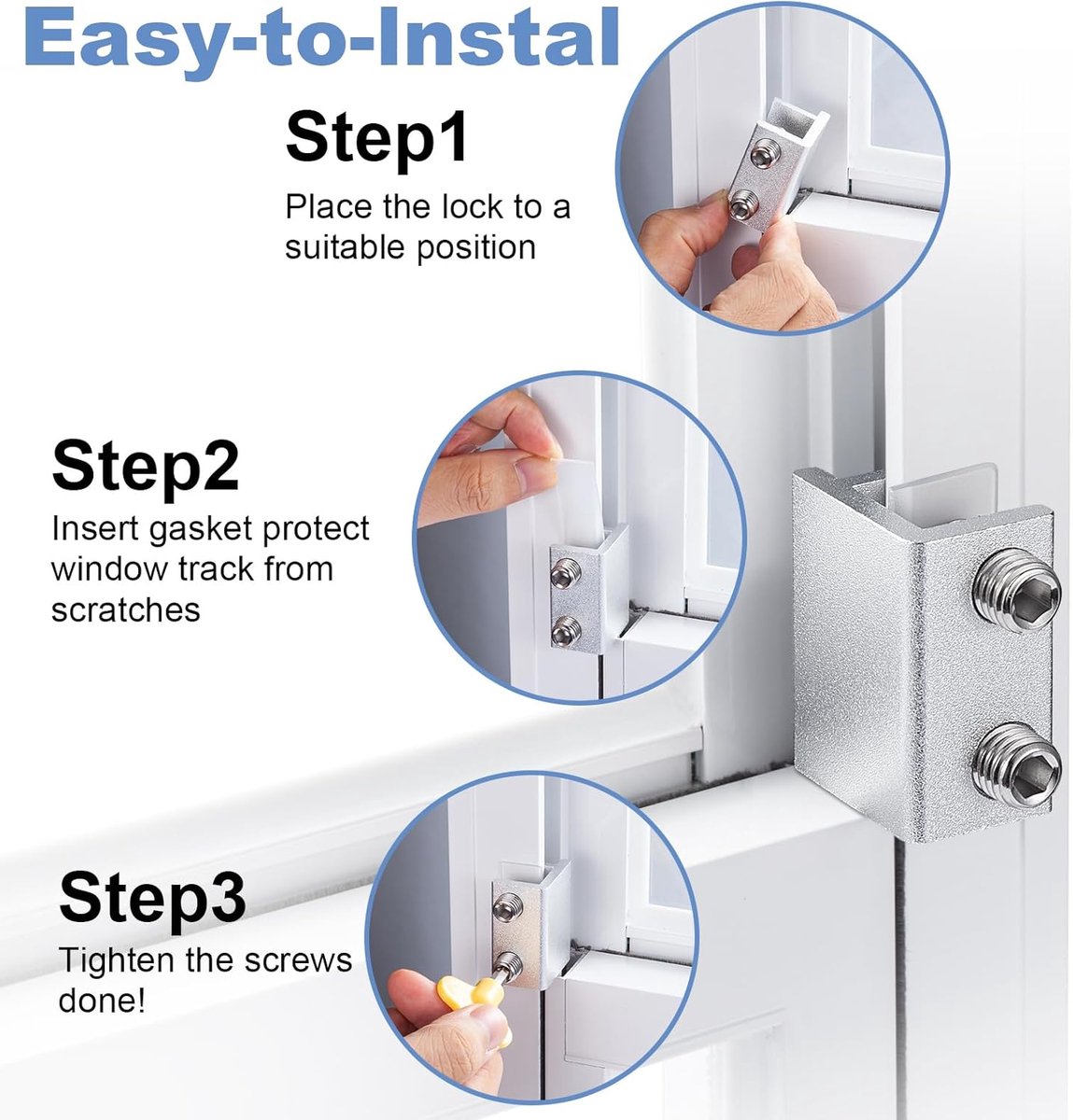 Sliding window locks - Horizontal & up/down - 4 sets silver — image 3