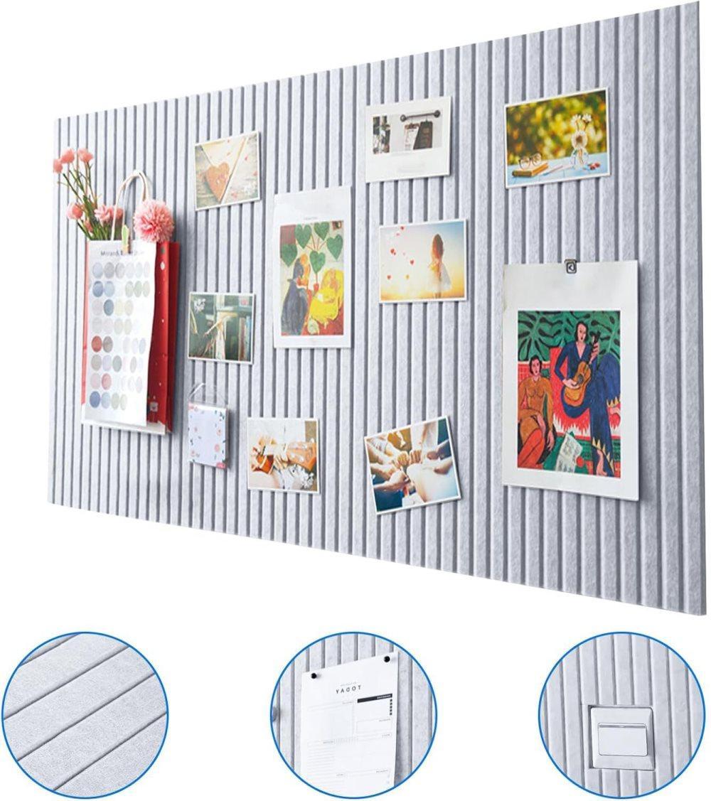 Self-adhesive Photo Board 30x30cm, Decorative Cork and Wall Panel Bulletin Board with Acoustic Panels for Photos and Messages, Gray, for Home and Office — image 3