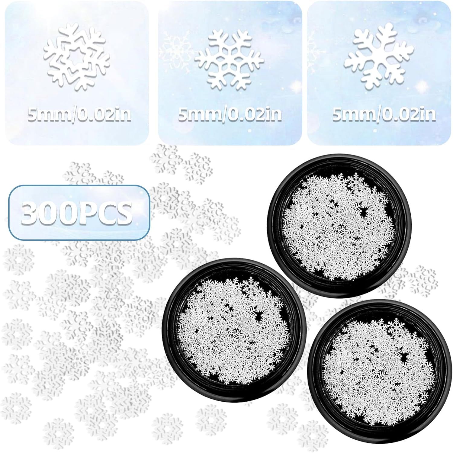 300 Pack Mini Christmas Snowflake Charms, Metal Winter Nail Art Decorations for DIY Crafts, Manicures, Cards and Holiday Projects — image 6