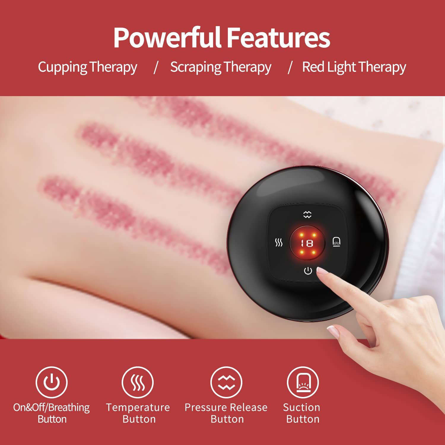 Dynamic Cupping Therapy Set, Cellulite Massager 4 in 1 Vacuum, Gua Sha Massage Tool with12 Level Temperature and Suction — image 3