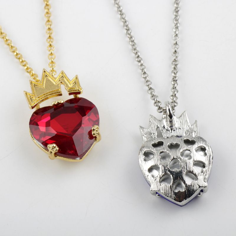 Red Heart Golden Crown Necklace Descendants Queen of Hearts Ruby birthstones Costume Fan Jewelry Valentine's (red) โ image 2