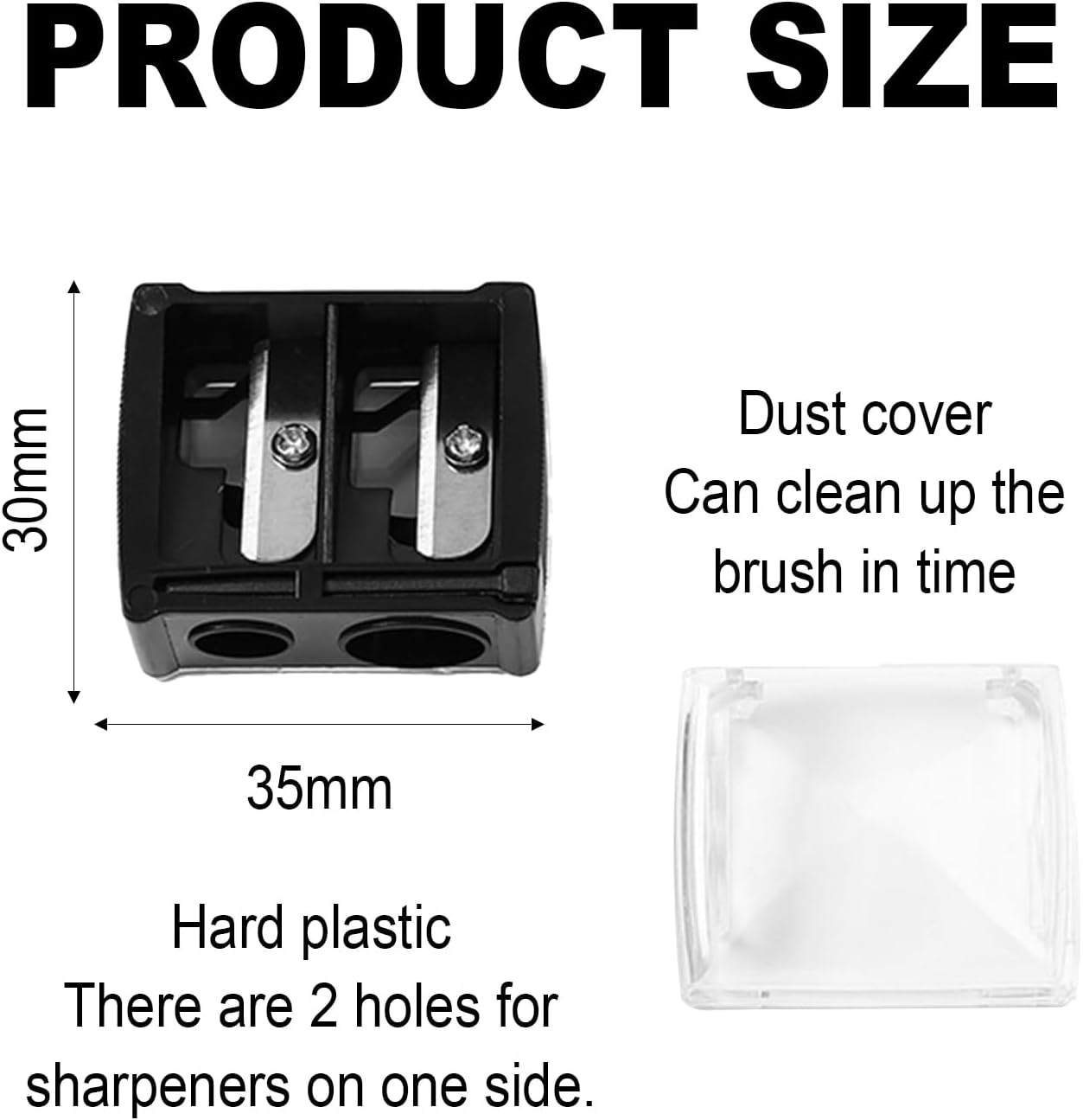 2-piece eyeliner pencil sharpener, makeup pencil sharpener with 2 holes, compact eyebrow pencil sharpener for different sizes of eyebrow pencils, eyeliner â image 2