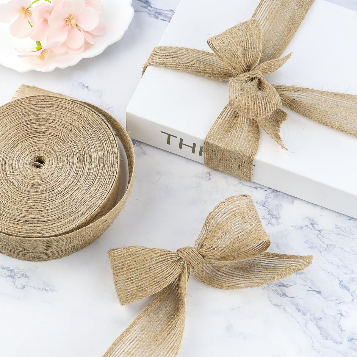 2 pcs Natural Fabric Roll for Holiday Party DIY Handmade Artist Home Decor Packaging,Tree Decoration (1.5 Inch Wide) — image 2
