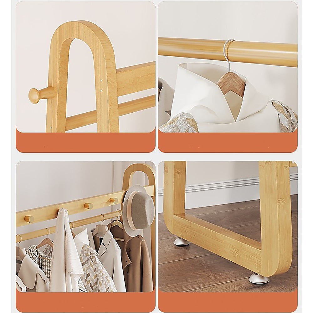 Wood 160x100cm Clothes Rack Slim Stylish Space Saving โ image 6