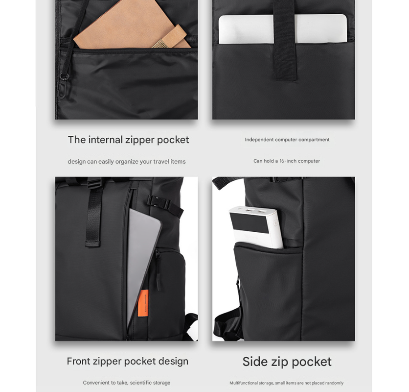 White Urban Explorer Roll-Top Backpack - Water-Resistant Large Capacity Bag for Travel, Work & Laptop โ image 4